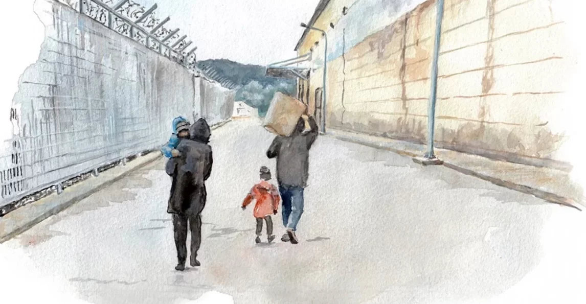 Aquarelle sur les migrants