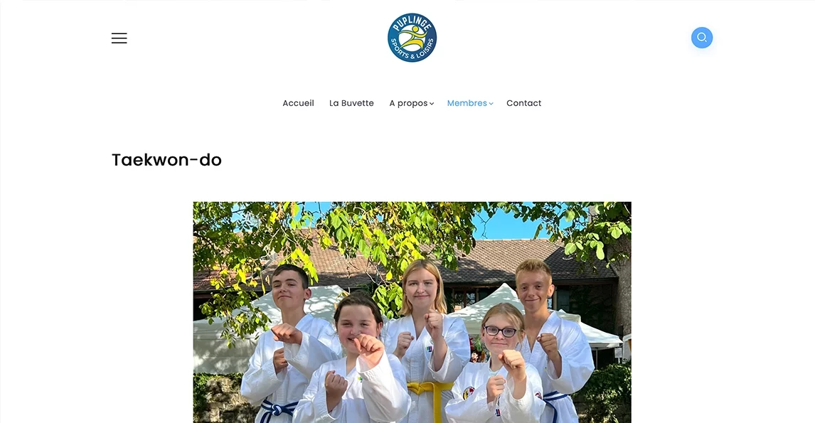 identité visuelle Club Taekwon-Do Puplinge page web sur site puplinge sports et loisirs